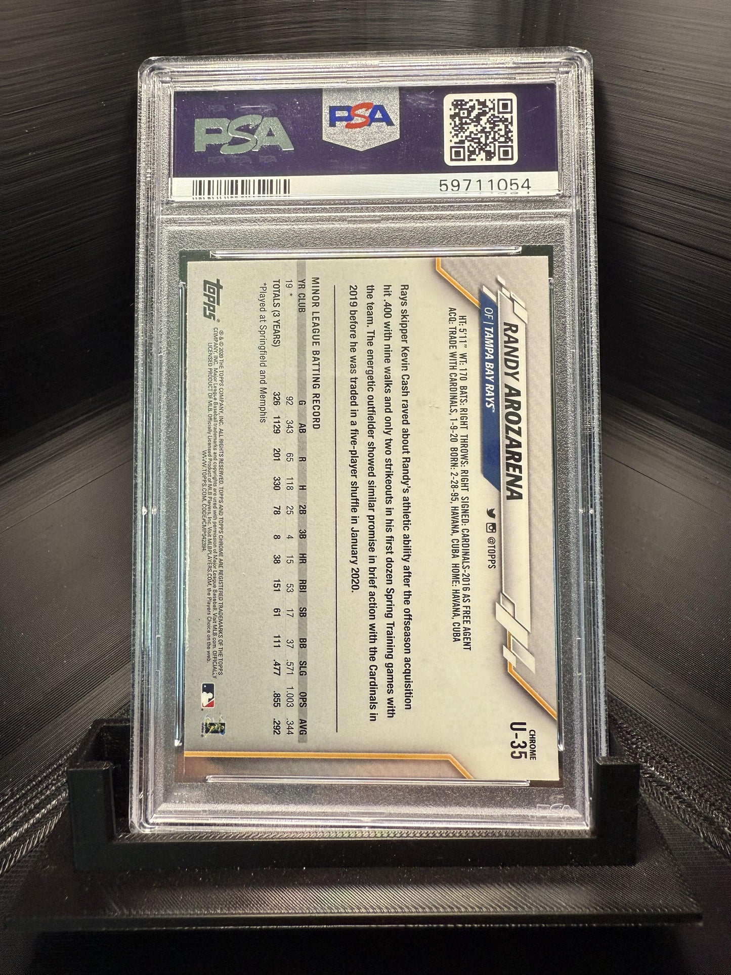 2020 Topps Chrome Update #U35 Randy Arozarena Update PSA 9