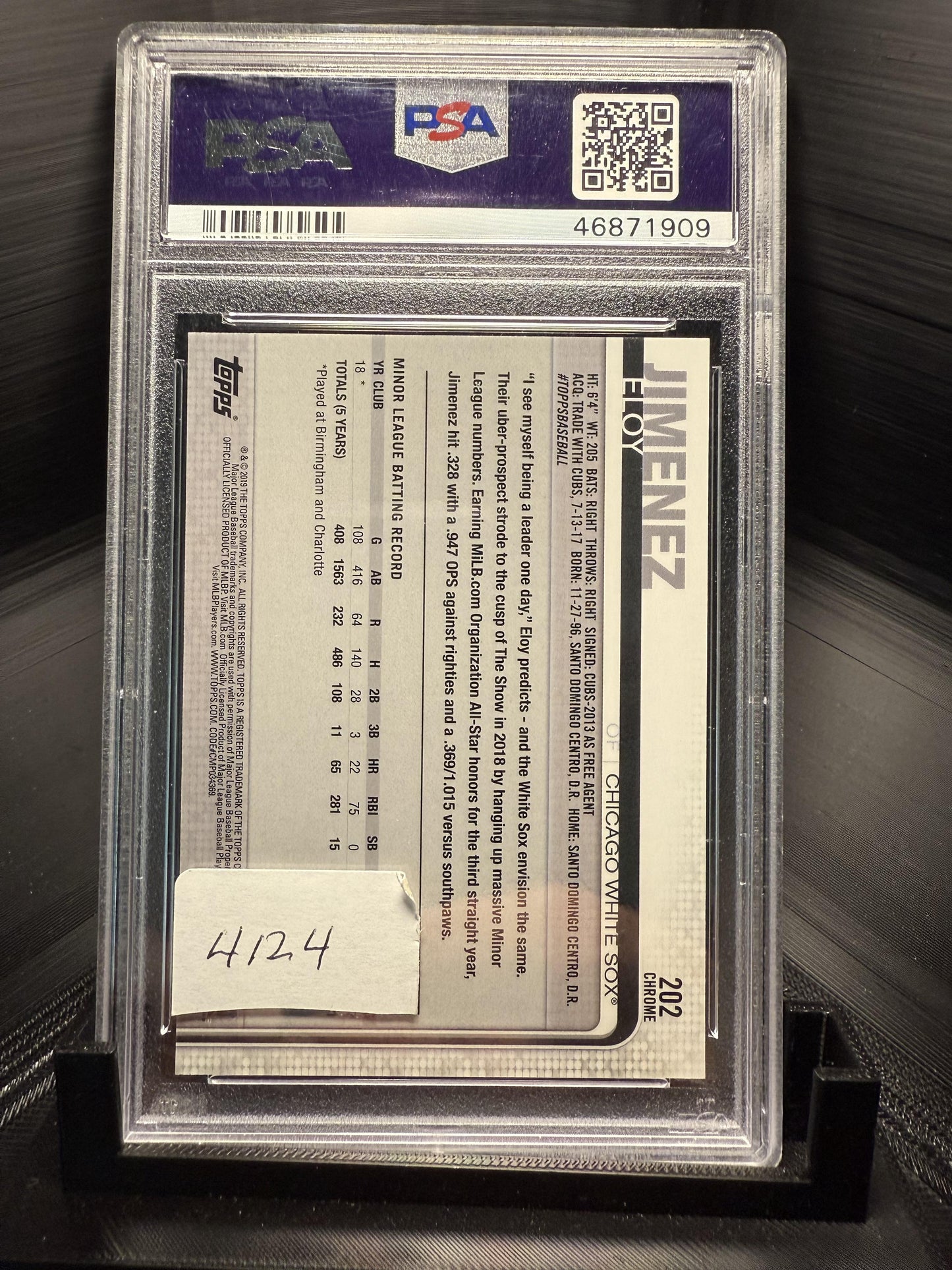 2019 Topps Chrome #202 Eloy Jimenez PSA 9