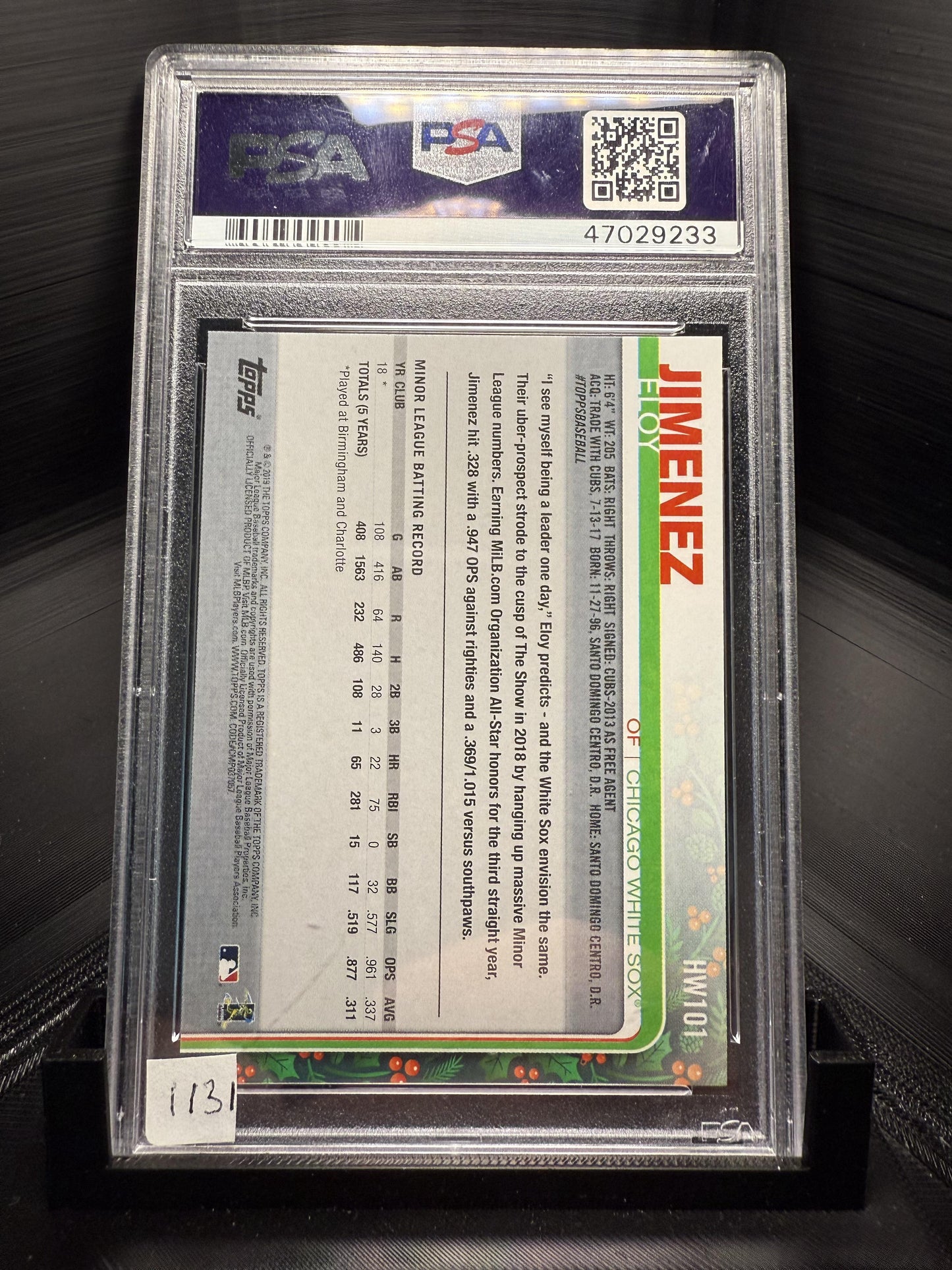 2019 Topps Holiday #101 Eloy Jimenez PSA 9