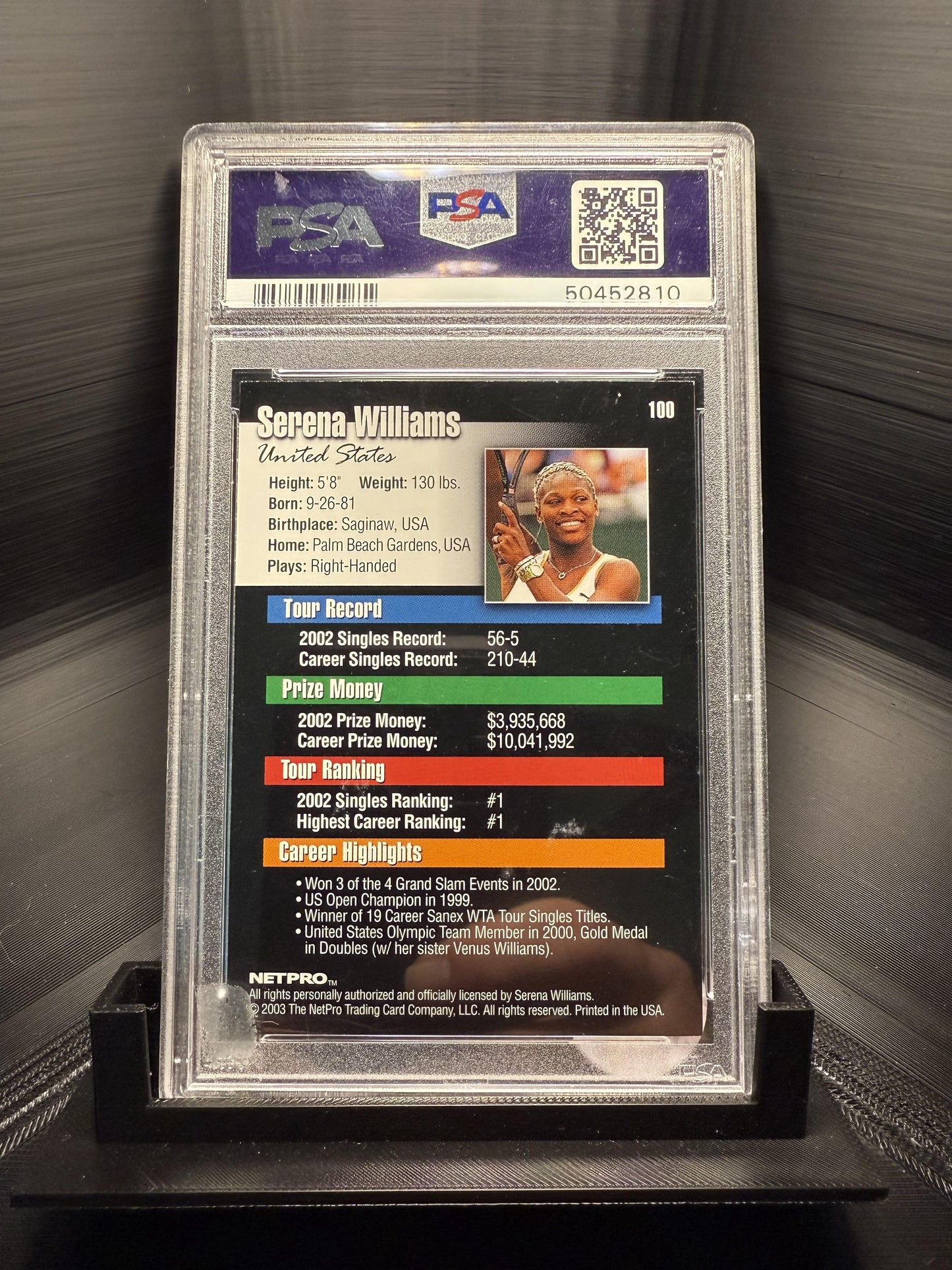 2003 Netpro #100 Serena Williams PSA 9