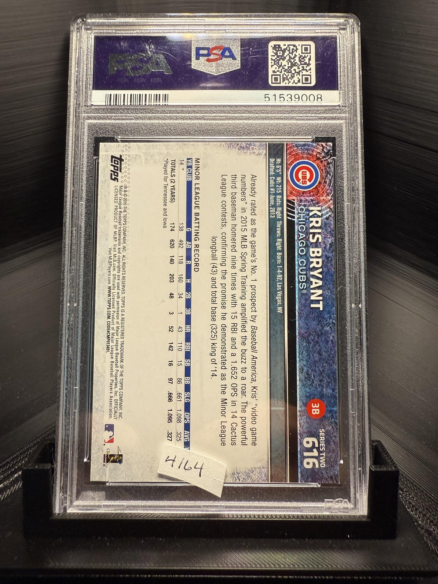 2015 Topps #616 Kris Bryant Photo Variation PSA 10