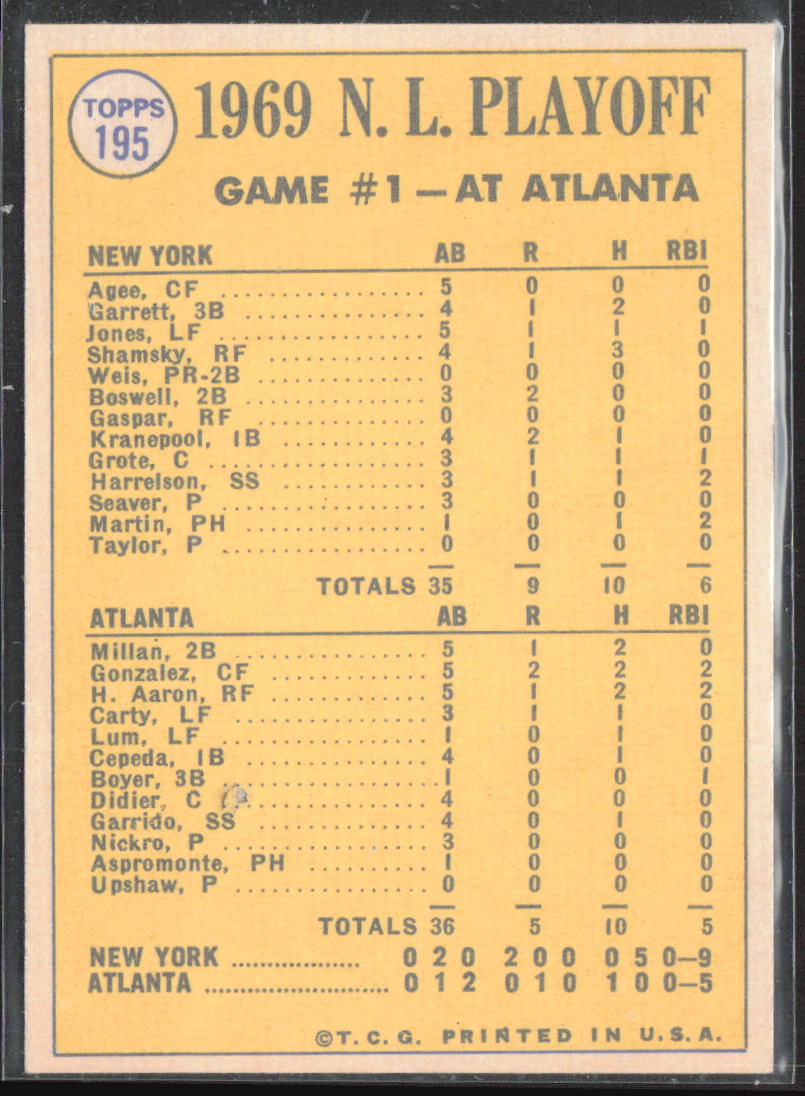 1970 Topps #195 N.L Playoff Game 1 - Seaver Wins Opener! NLCS