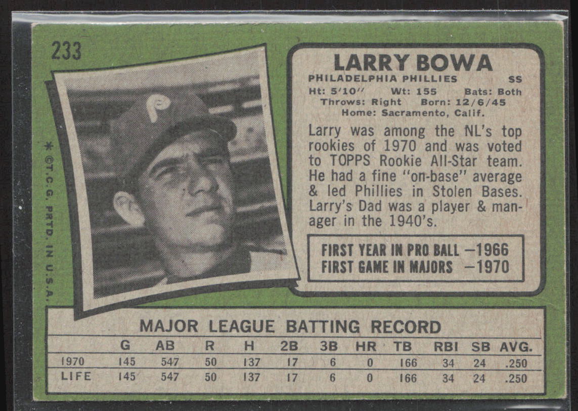 1971 Topps #233 Larry Bowa