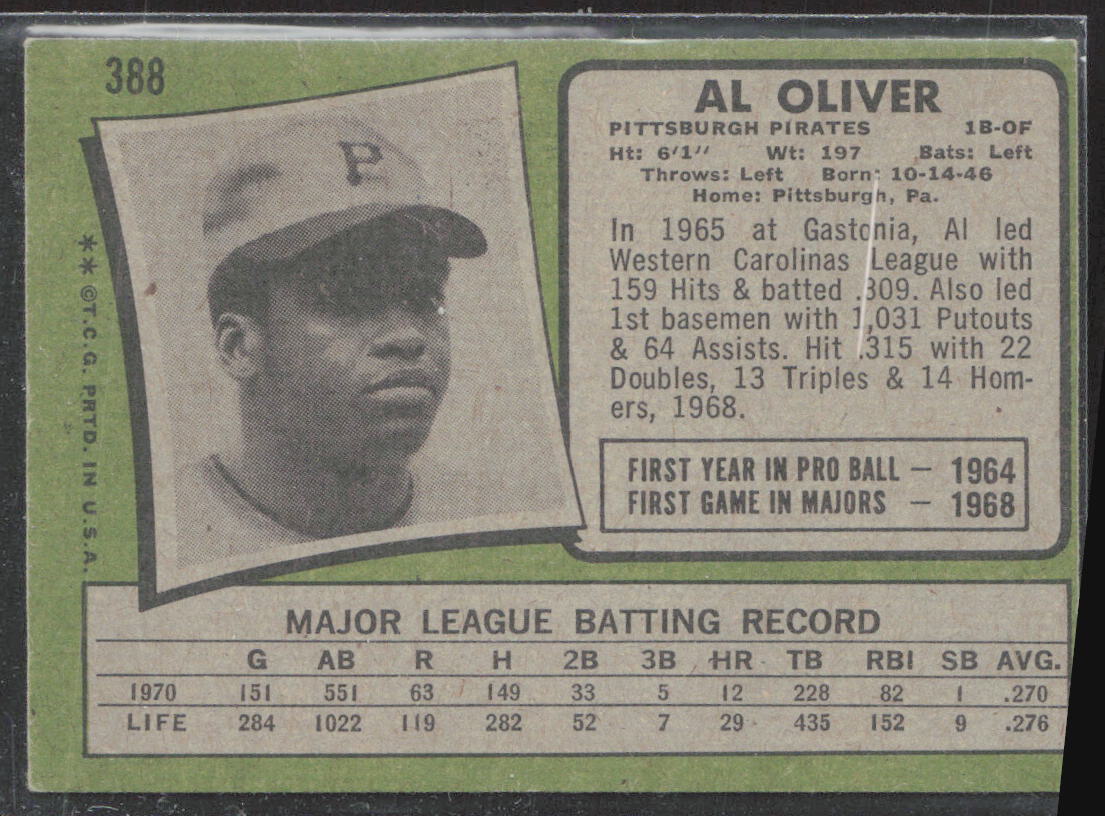1971 Topps #388 Al Oliver