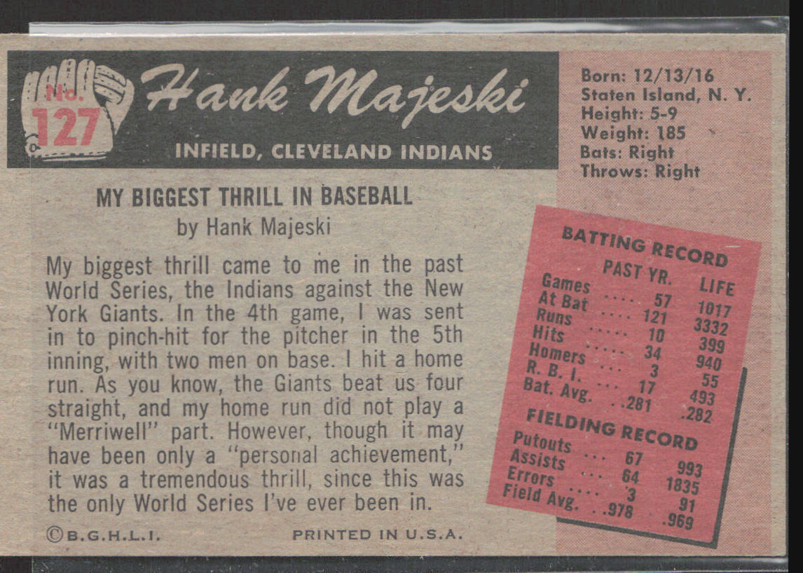 1955 Bowman #127 Hank Majeski