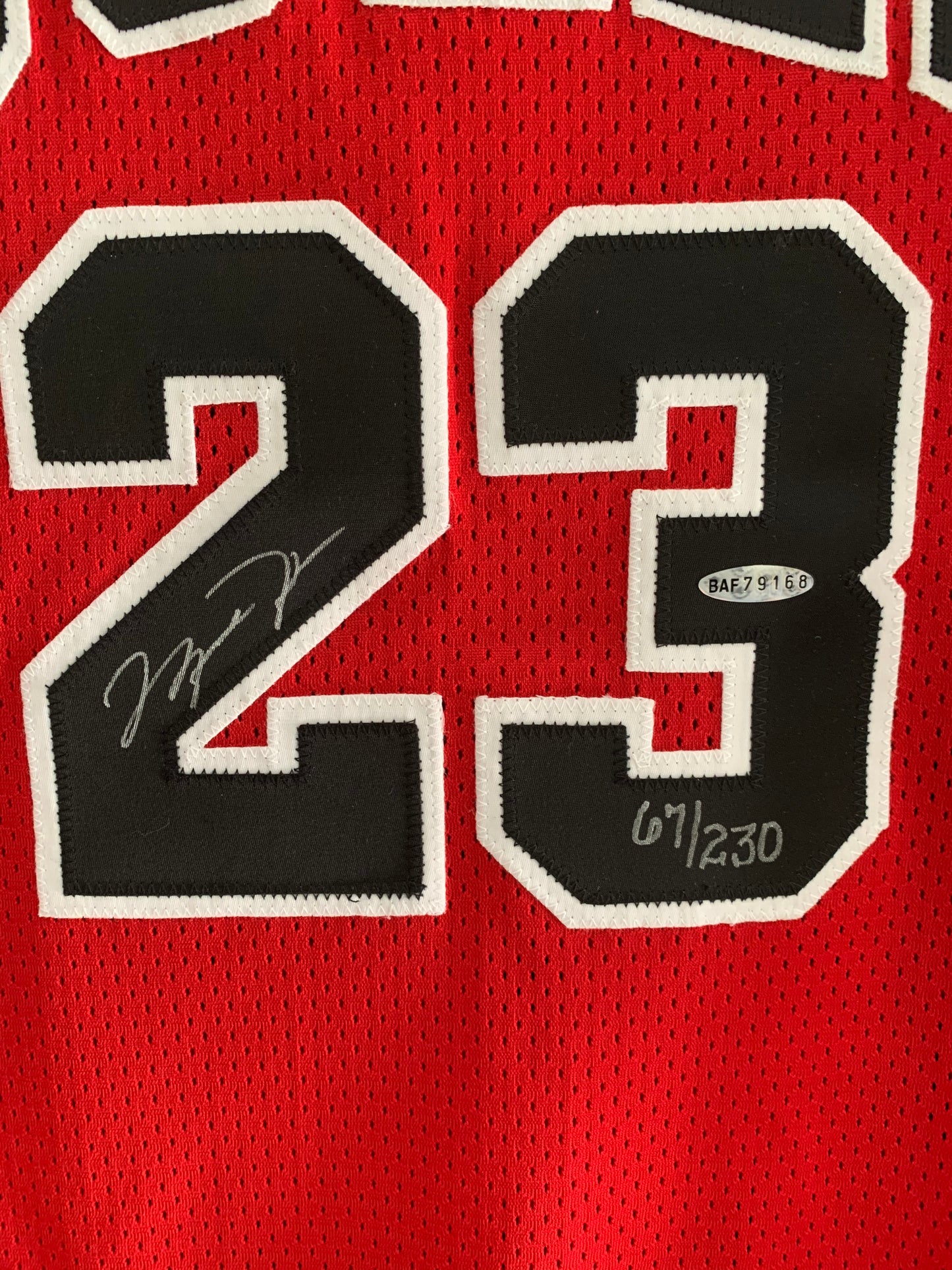 Michael Jordan Autographed Retirement Patch Jersey #67/230 Upper Deck Authenticated