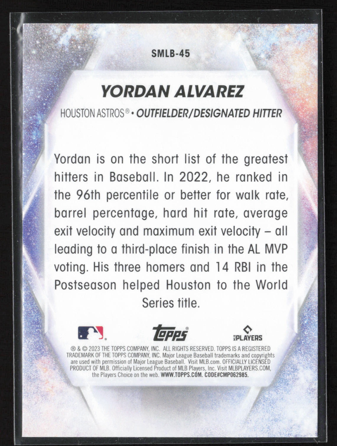 2023 Topps #SMLB-45 Yordan Alvarez Stars of MLB