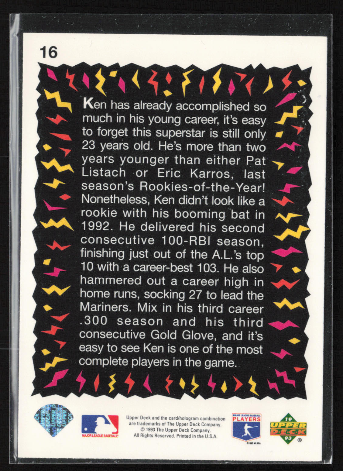 1993 Upper Deck Fun Pack #16 Ken Griffey Jr.