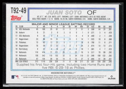 2021 Topps Update #T92-49 Juan Soto 1992 Topps Redux