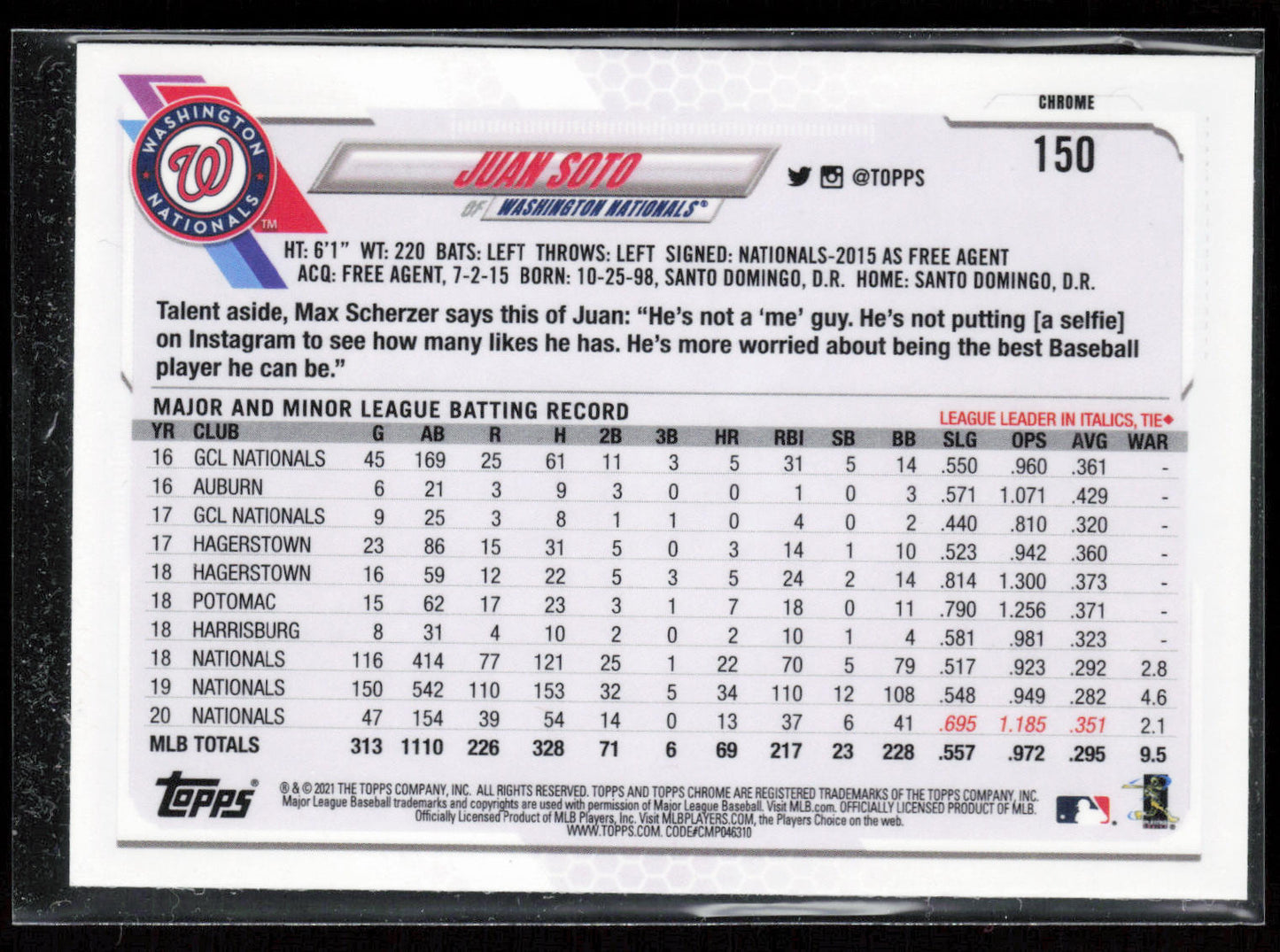 2021 Topps Chrome #150 Juan Soto