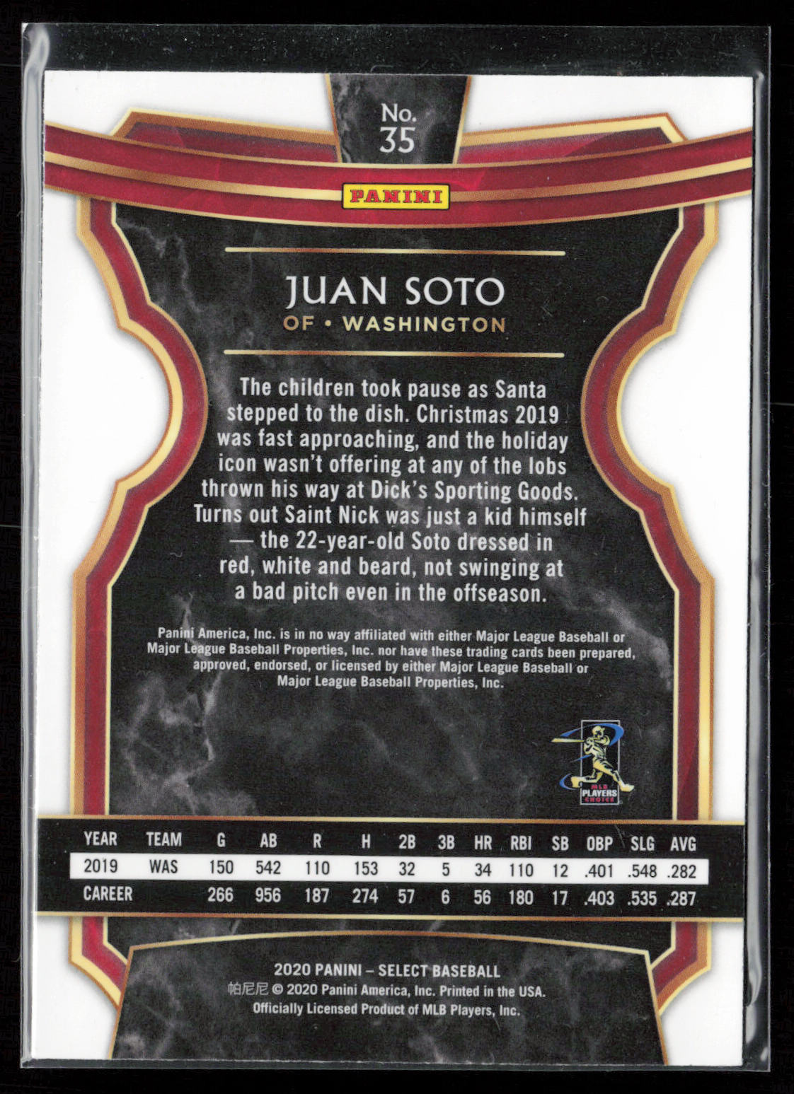 2020 Panini Select #35 Juan Soto