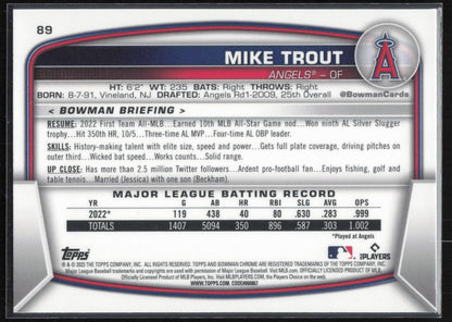 2023 Bowman #89 Mike Trout Mojo Refractors