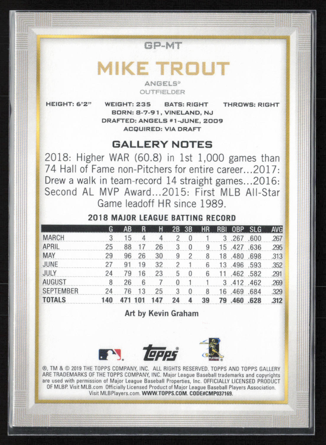 2019 Bowman Platinum #GP-MT Mike Trout National Baseball Card Day