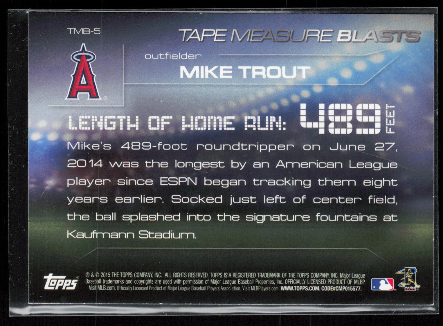 2015 Topps Update #TMB-5 Mike Trout Tape Measure Blasts