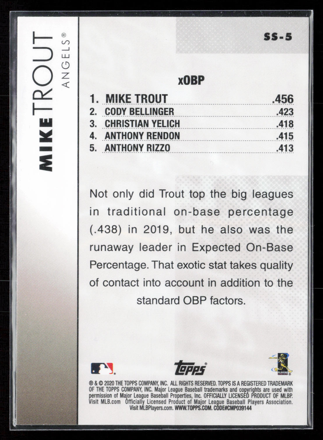 2020 Topps #SS-5 Mike Trout Significant Statistics