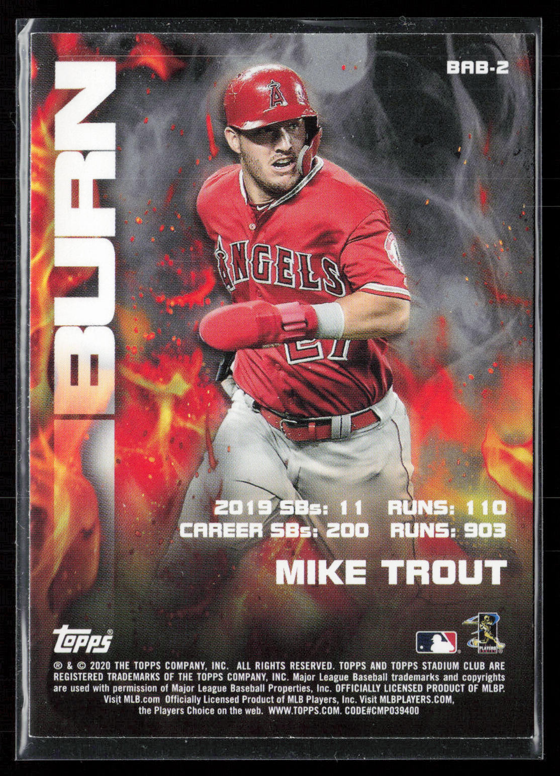 2020 Stadium Club #BAB-2 Mike Trout Bash & Burn