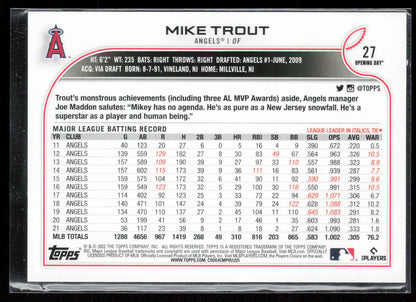 2022 Topps Opening Day #27 Mike Trout