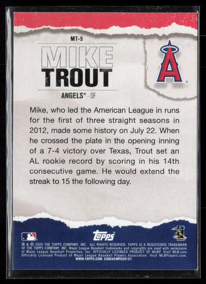 2020 Topps #MT-5 Mike Trout Player of the Decade Blue