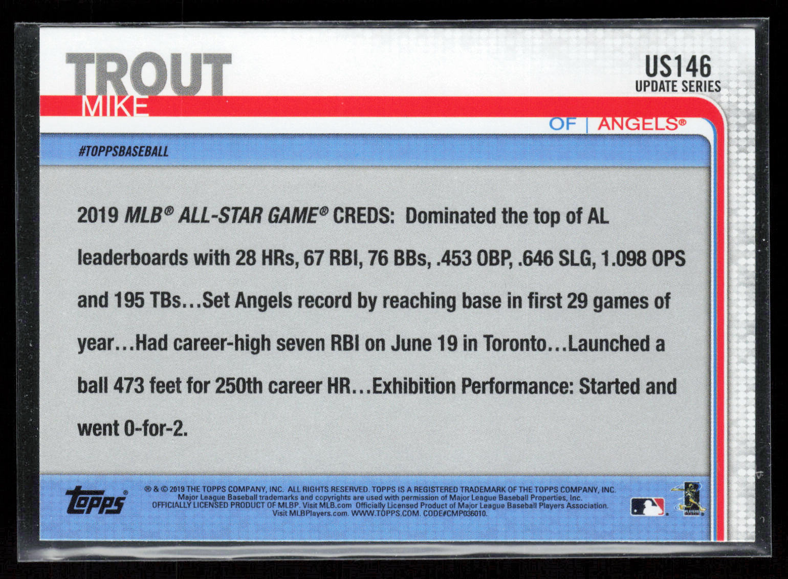 2019 Topps Update #US146 Mike Trout