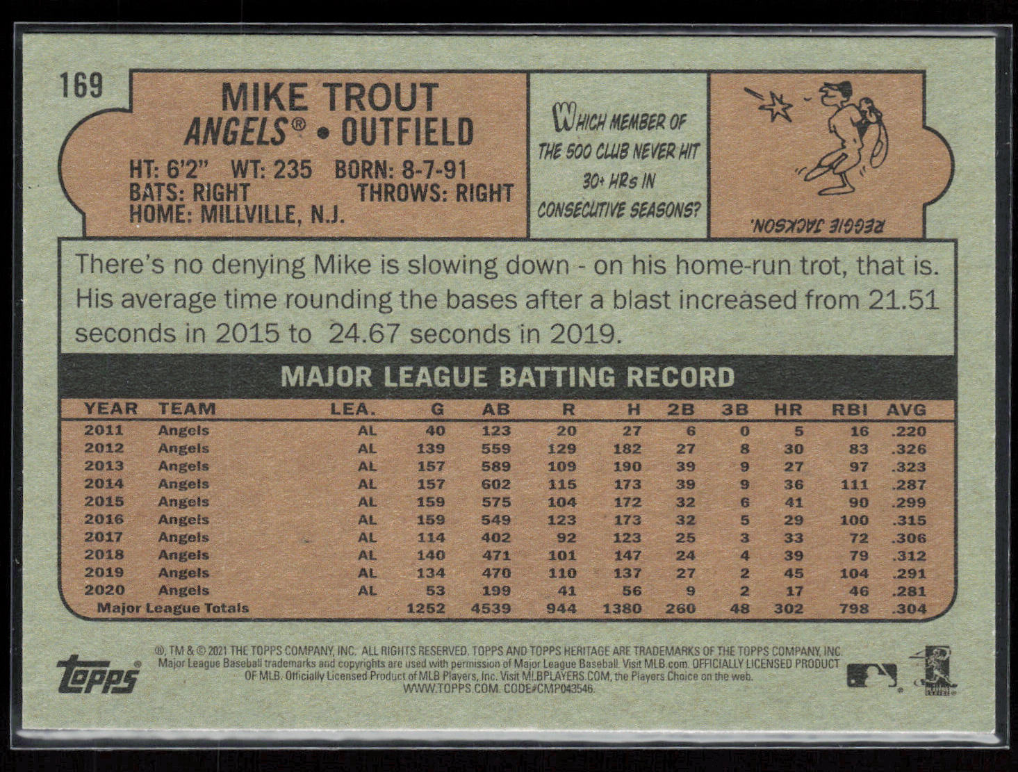 2021 Topps Heritage #169 Mike Trout