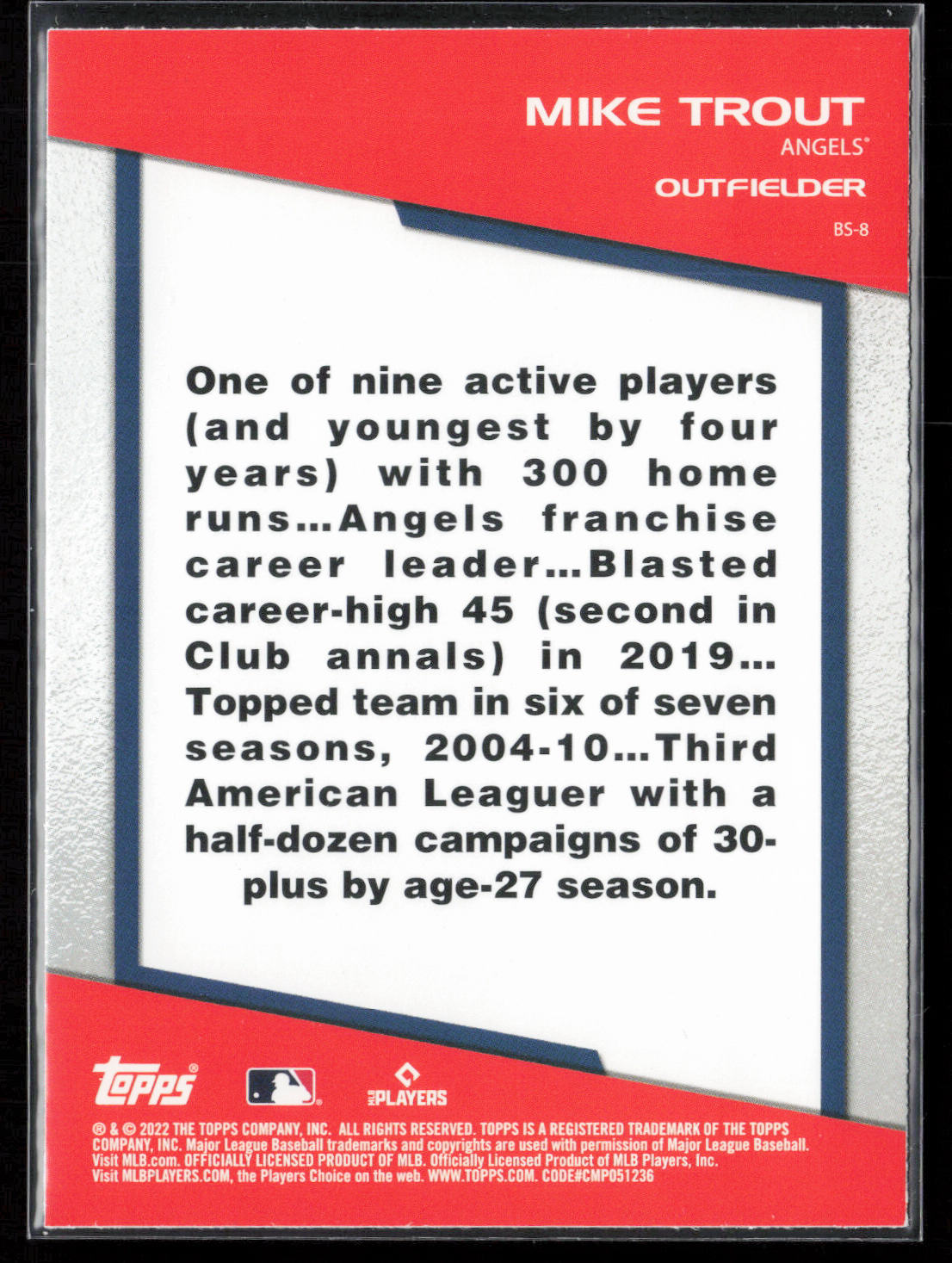 2022 Topps Opening Day #BS-8 Mike Trout Bomb Squad