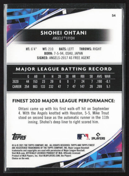 2021 Finest #54 Shohei Ohtani