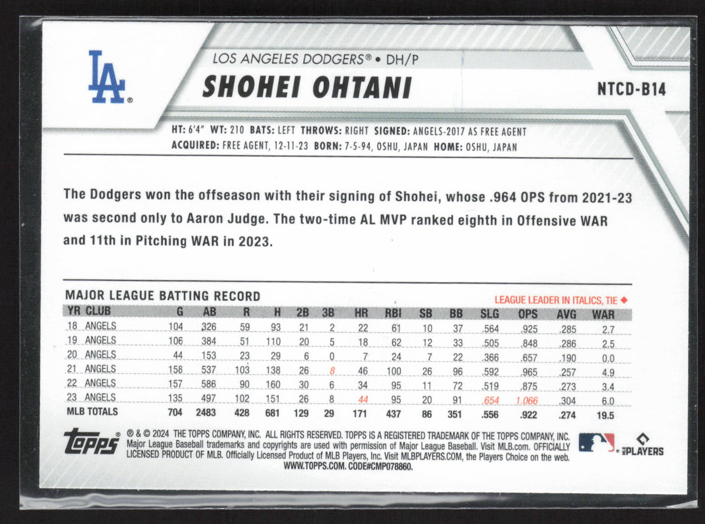 2024 Topps Trading Card Day #NTCD-B14 Shohei Ohtani