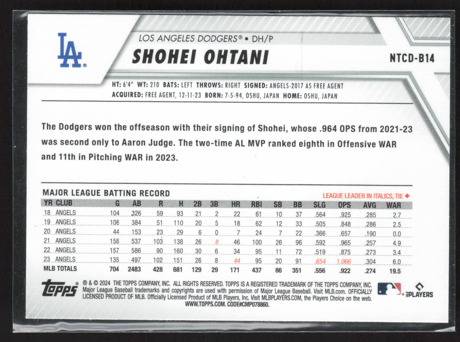2024 Topps Trading Card Day #NTCD-B14 Shohei Ohtani