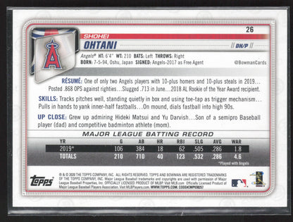 2020 Bowman #26 Shohei Ohtani