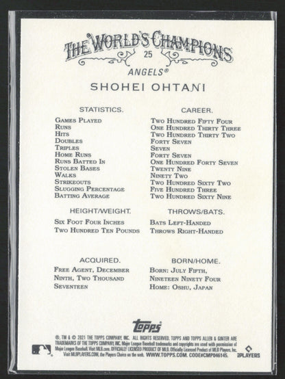 2021 Topps Allen & Ginter #25 Shohei Ohtani