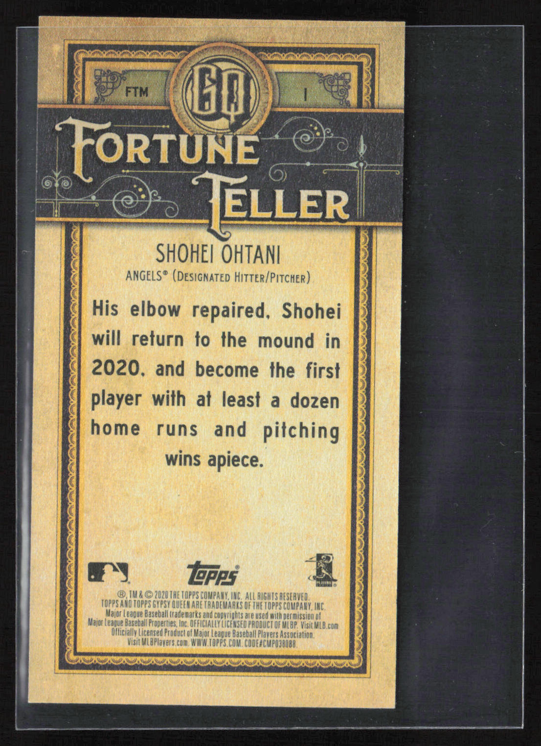 2020 Topps Gypsy Queen #FTM-1 Shohei Ohtani Fortune Teller Minis