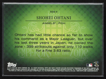 2020 Stadium Club #EOZ-4 Shohei Ohtani Emperors of the Zone