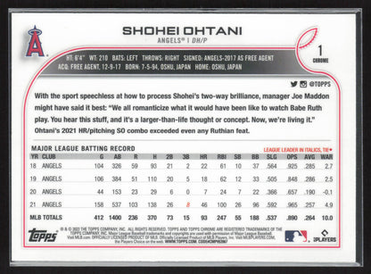 2022 Topps Chrome #1 Shohei Ohtani