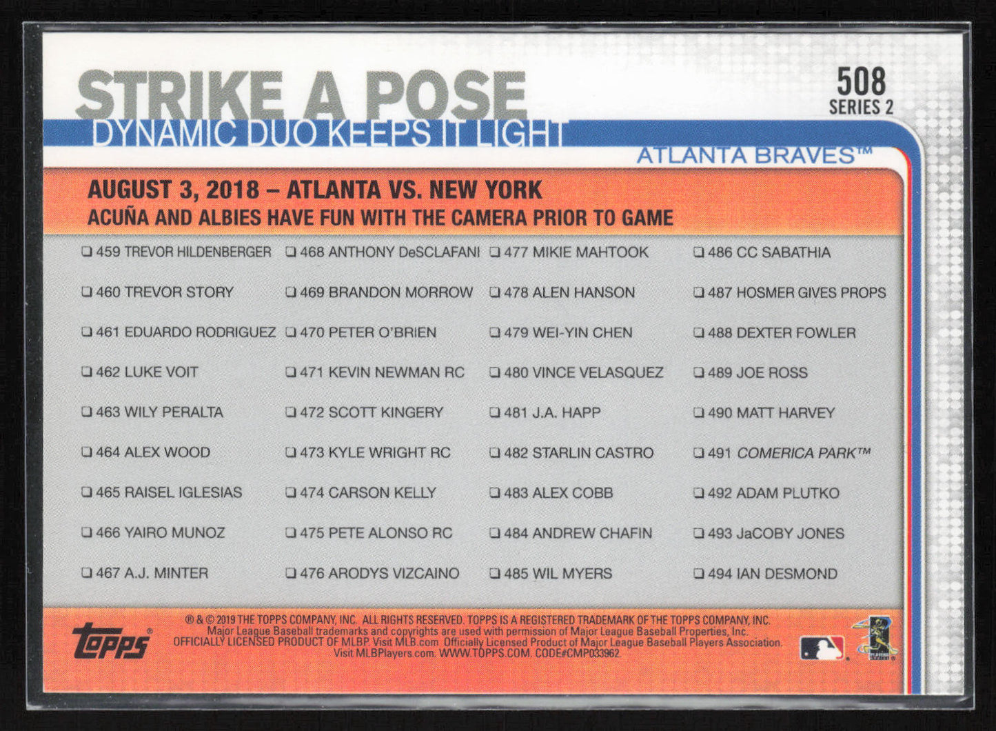 2019 Topps #508 Strike a Pose
