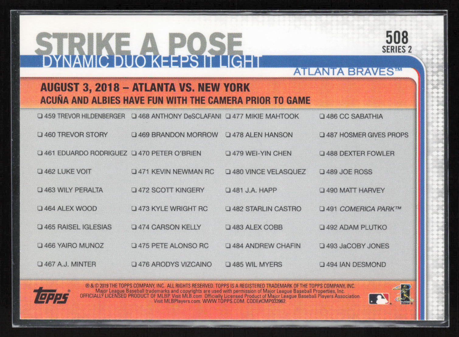 2019 Topps #508 Strike a Pose