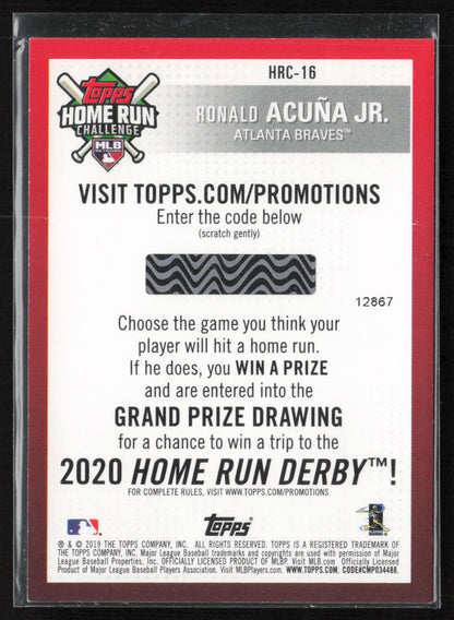 2019 Topps #HRC-16 Ronald Acuña Jr. Home Run Challenge Codes