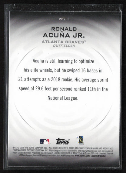2019 Stadium Club #WS-1 Ronald Acuña Jr. Warp Speed