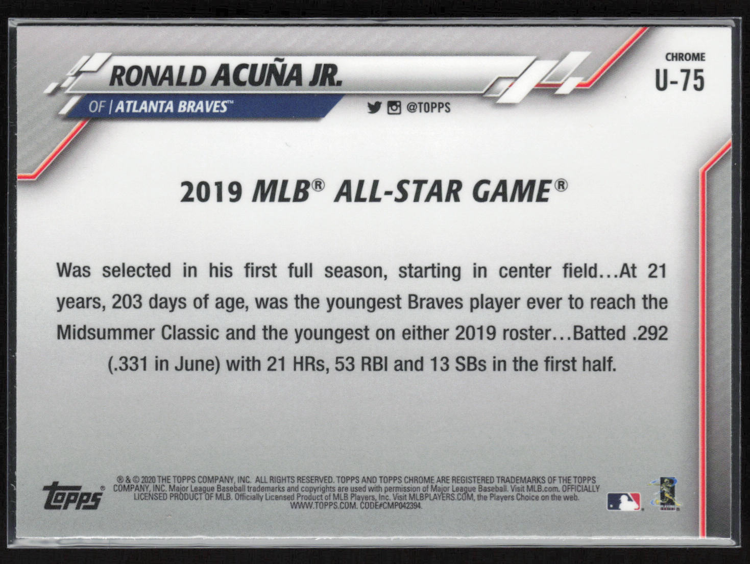 2020 Topps Chrome Update #U-75 Ronald Acuña Jr.