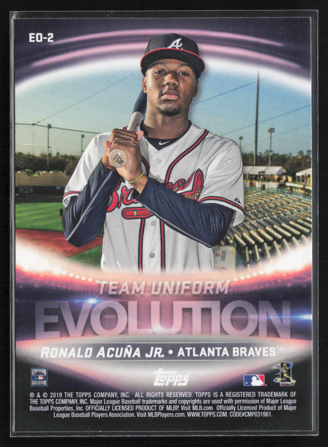 2019 Topps Series 1 #E0-2 Hank Aaron / Ronald Acuña Jr. Team Evolution Braves