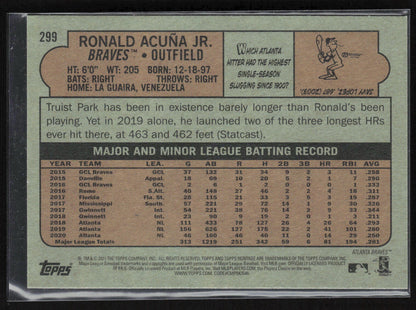 2021 Topps Heritage 5x7 #299 Ronald Acuña Jr. Gold 5x7 #/10