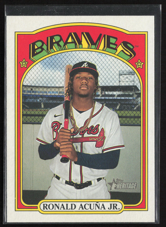 2021 Topps Heritage 5x7 #299 Ronald Acuña Jr. Gold 5x7 #/10