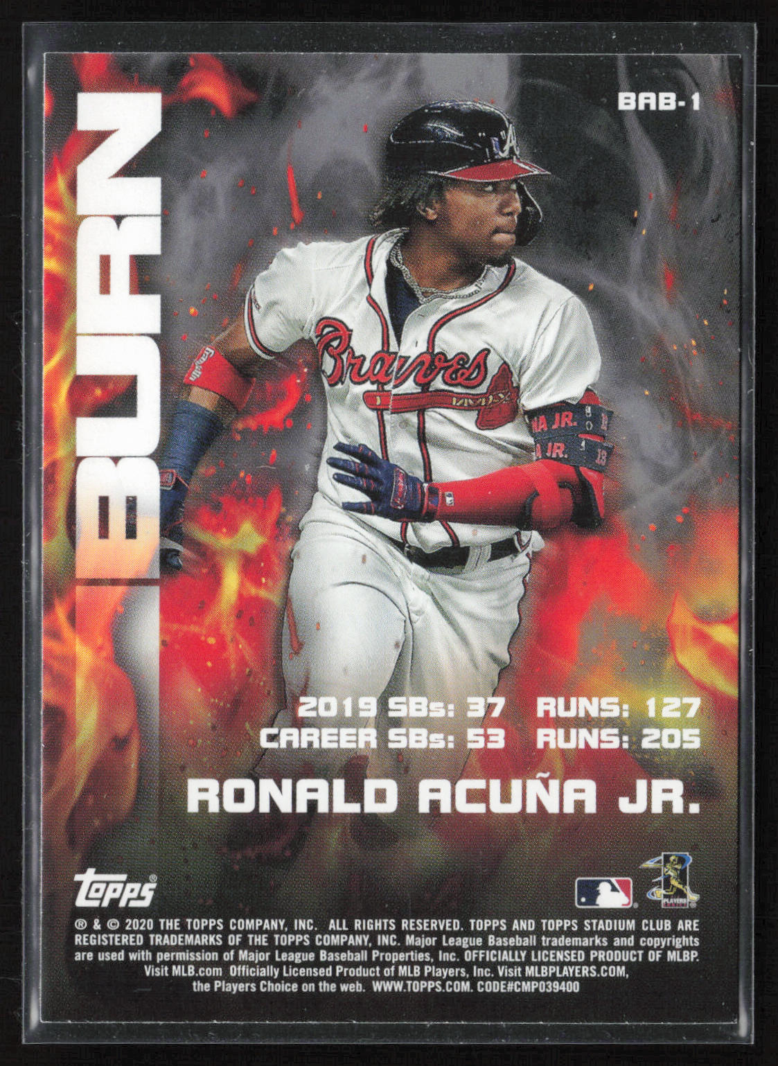 2020 Stadium Club #BAB-1 Ronald Acuña Jr. Bash & Burn