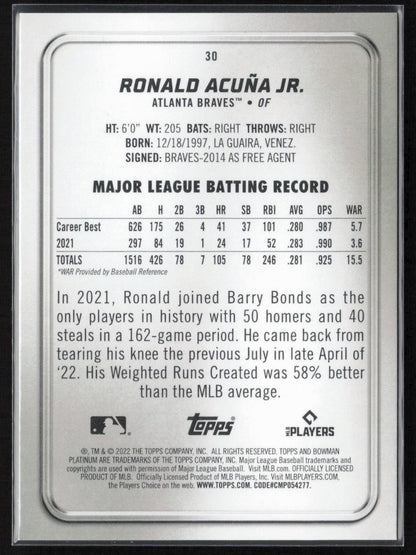 2022 Bowman Platinum #30 Ronald Acuña Jr.
