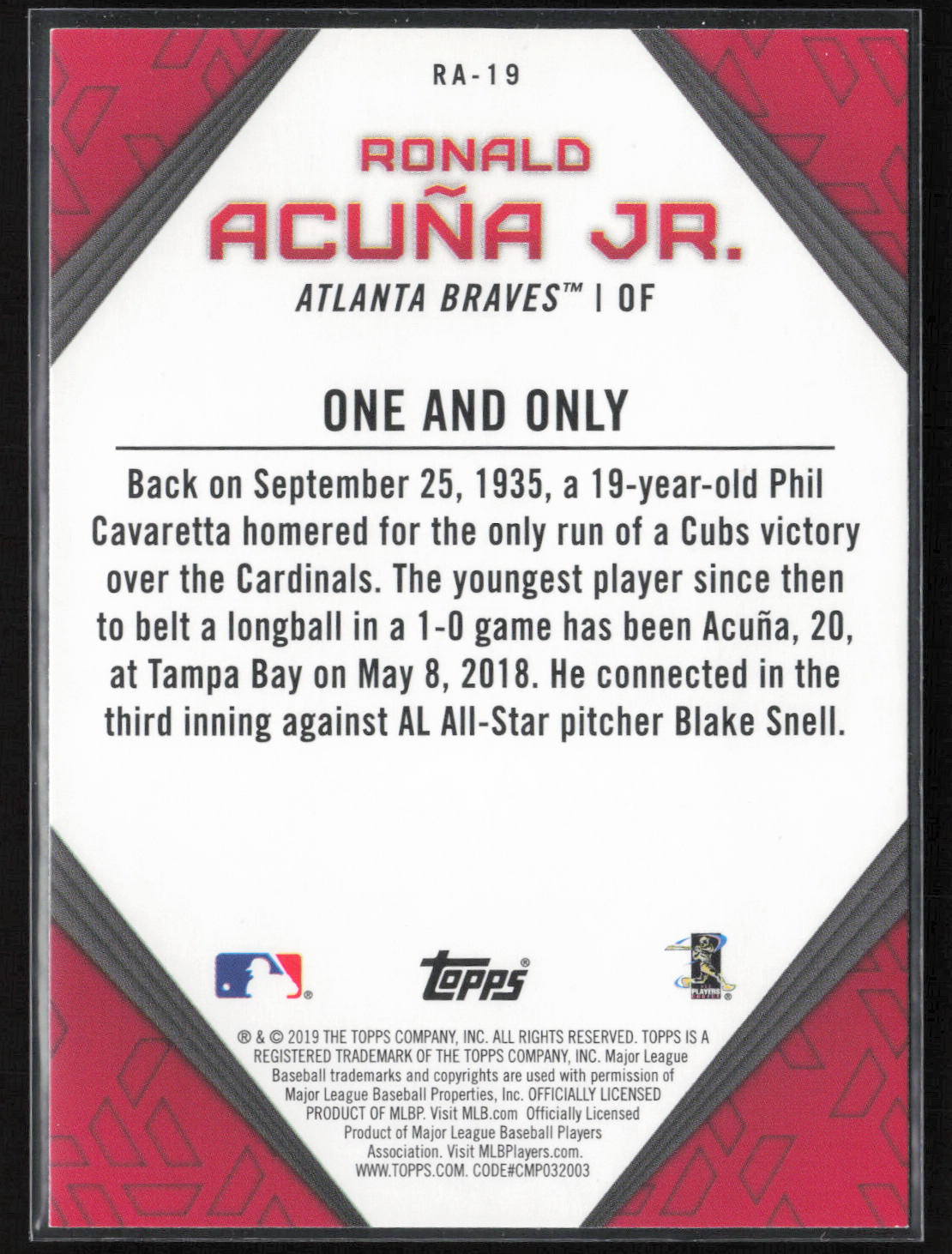 2019 Topps #RA-19 Ronald Acuña Jr. Player Highlights