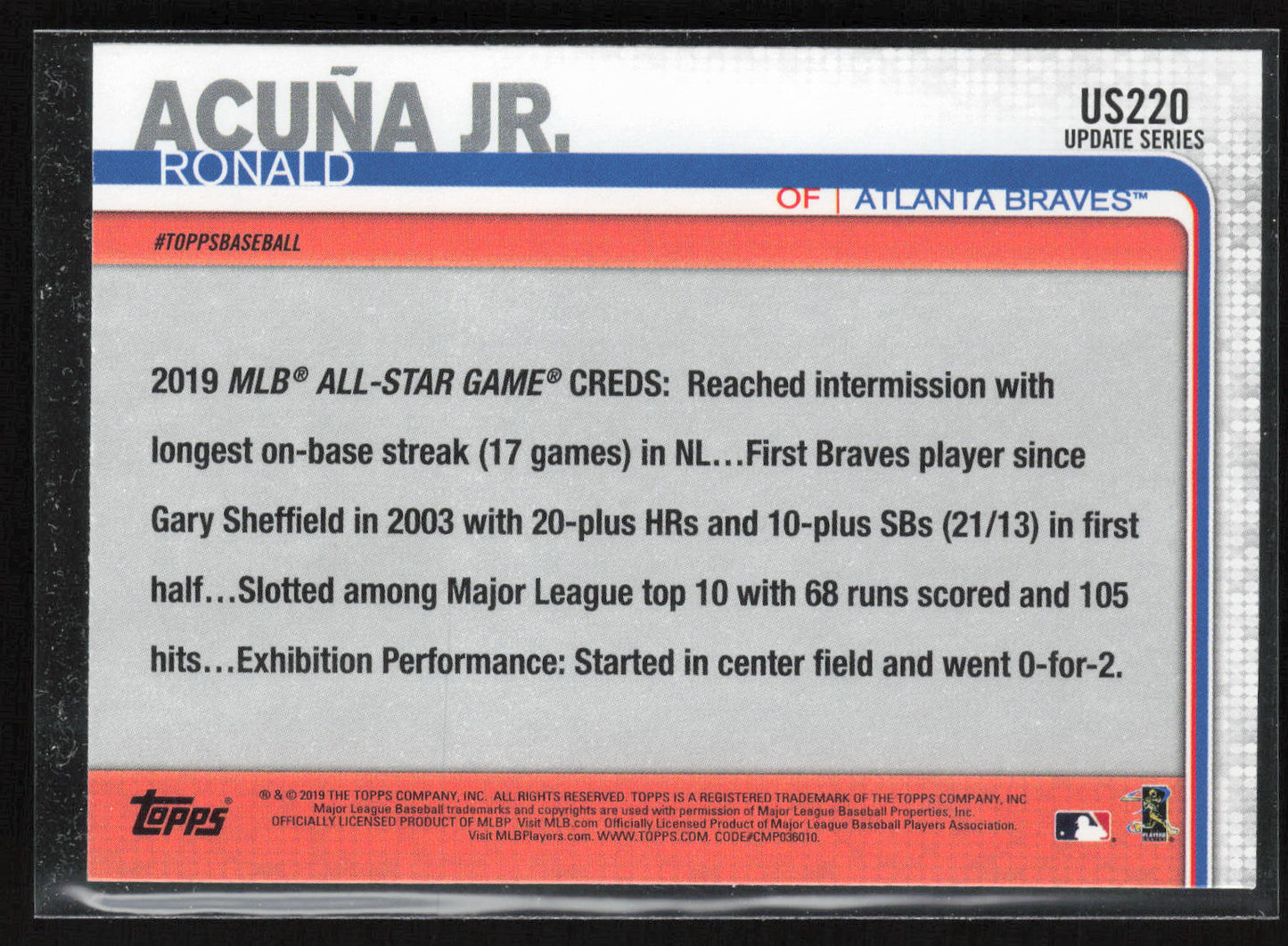 2019 Topps Update #US220 Ronald Acuña Jr. 150th Anniversary