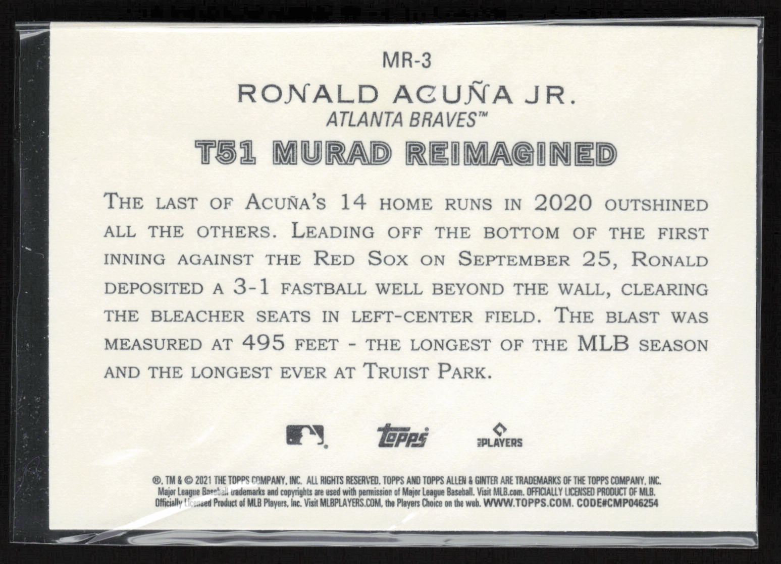 2021 Topps Allen & Ginter #MR-3 Ronald Acuña Jr. T51 MURAD Reimagined