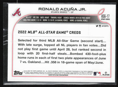 2022 Topps Update #ASG-17 Ronald Acuña Jr. 2022 MLB All-Star Game