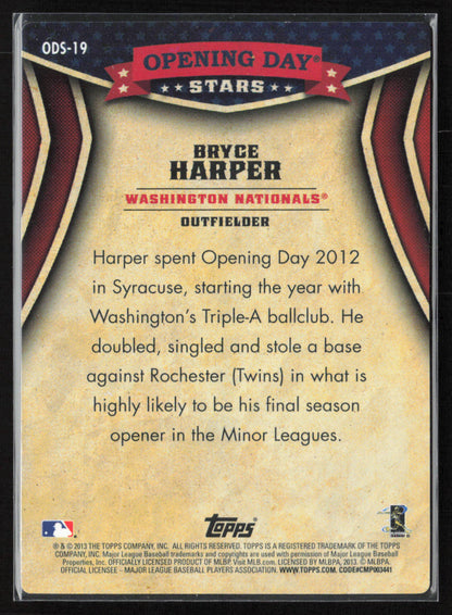 2013 Topps Opening Day #ODS-19 Bryce Harper Opening Day Stars