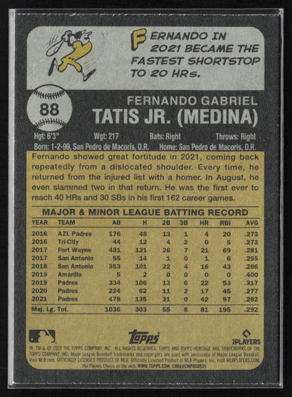 2022 Topps Heritage #88 Fernando Tatis Jr. Chrome Purple Refractor