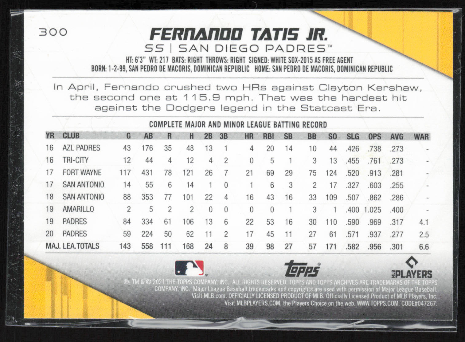 2021 Topps Archives #300 Fernando Tatis Jr.